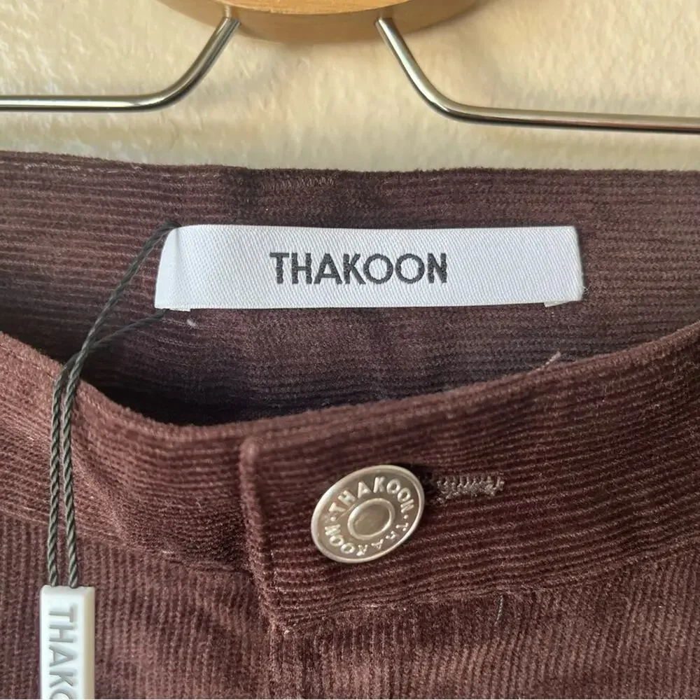 Thakoon Women's High Rise Corduroy Pants Chocolate Brown Size 2 NWT